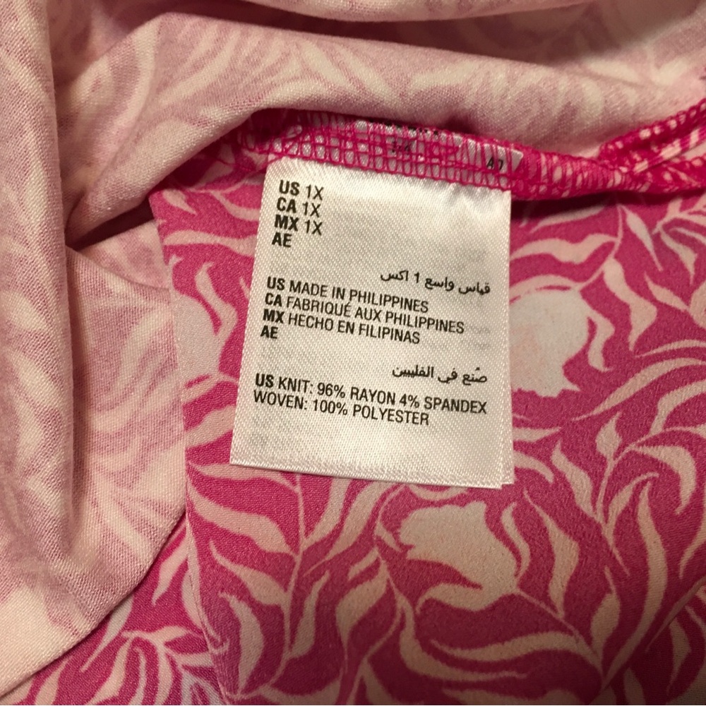 Style & Co Womens Plus Size 1X Mini Milo Pink Mix Media Fabric Tee Shirt Top - Picture 4 of 7